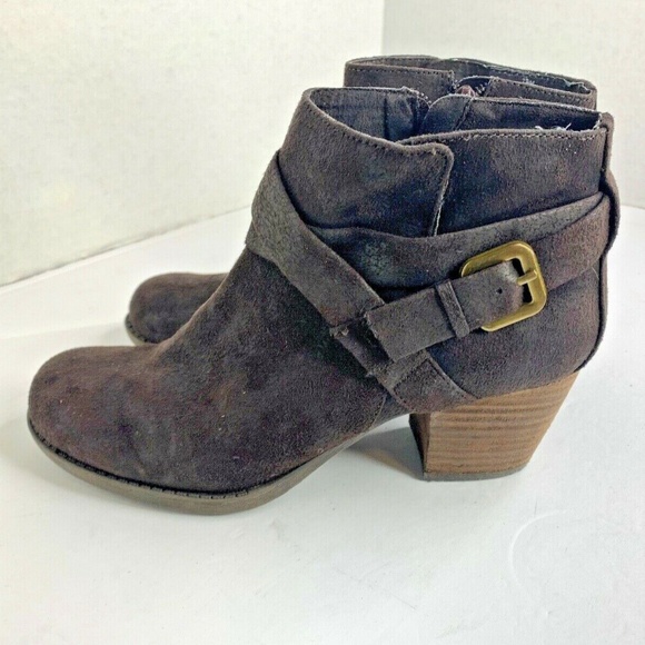 Crown Vintage Womens 7.5 M Faux Leather Brown Boot Ankle Bootie 2.5 in heel Sid